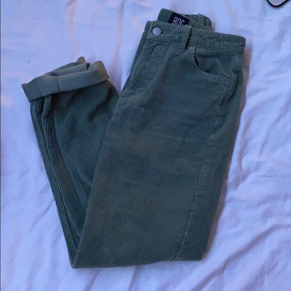 Urban Outfitters Green Corduroy High-Rise Pants